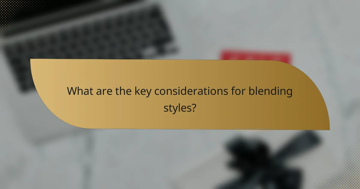What are the key considerations for blending styles?